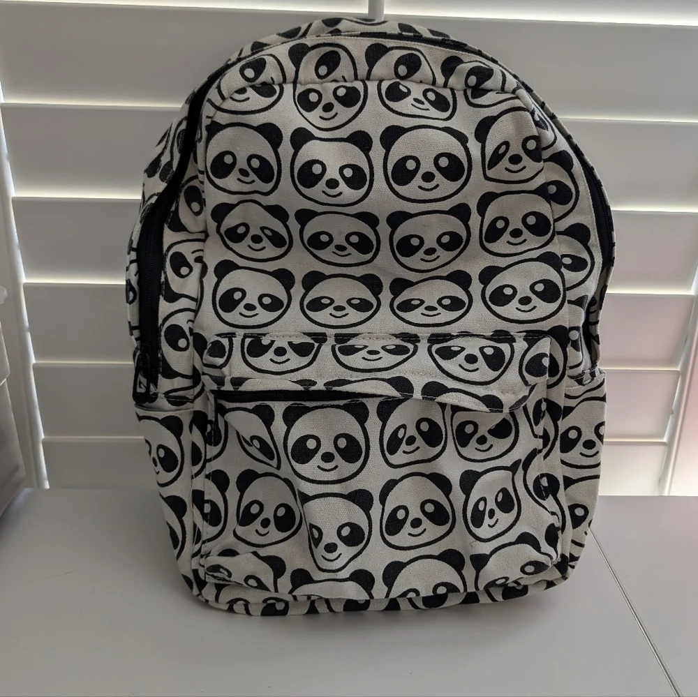 Cute Unbranded Canvas Panda Backpack with Laptop Sleeve
